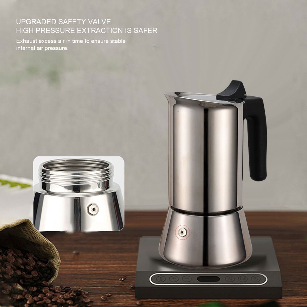 Stainless Steel Moka Pot Large - đánh giá và giá Moka Pot Stove